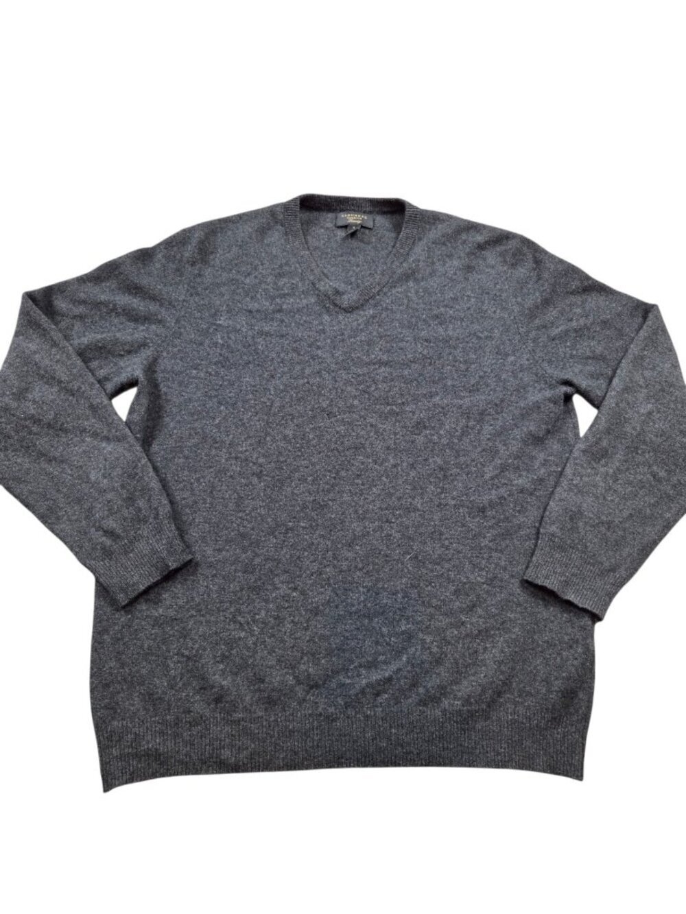 Club Room Cashmere Sweater Mens Large Gray V Neck Classic Luxury